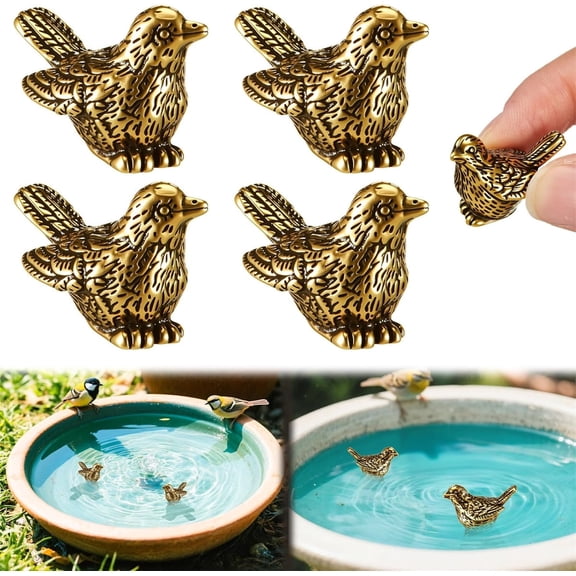 Tutuviw 4Pcs Copper Golden Bird Figurines,Bath Disk Copper Bird Ornaments,Brass Golden Bird Figurines,Retro Figurine Home Decor,Bath Purification Disks Birdbath Cleaner for Outdoor Birdbaths/Bowl