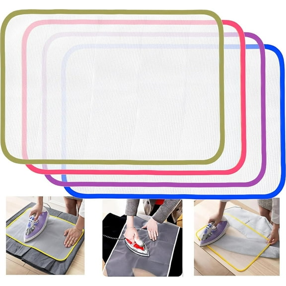 Tutuviw 4 Pcs Protective Ironing Scorch Mesh Cloth,Scorch Saving Pressing Pad,Heat Resistant Board Cover Protector for Ironing Sewing,Ironing Mat for Ironing Fabric Protector Tool (Colour Mixture)