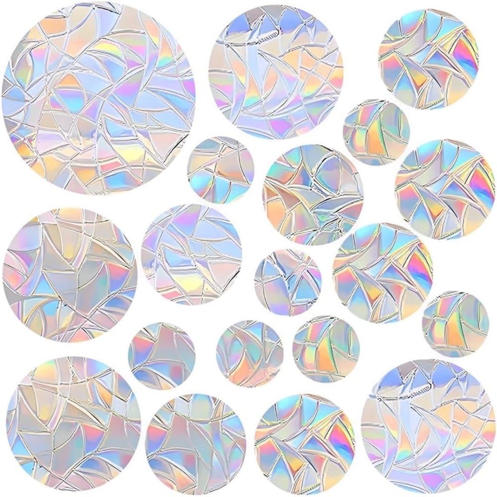 Tutuviw 4 Set Window Decals for Bird Strikes Rainbow Stickers Anti-Collision Window Decals for Glass Windows and Doors Round Window Sticker Sunlight Catcher Stickers for Birds Scare(52pcs)