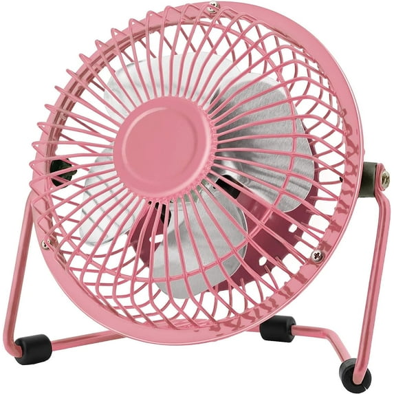 Tutuviw 4inch Personal Fan, Mini Metal Fan, USB Desk Fan,Air Circulator Fan,Travel Fans for Camping Office Room Outdoor-Pink