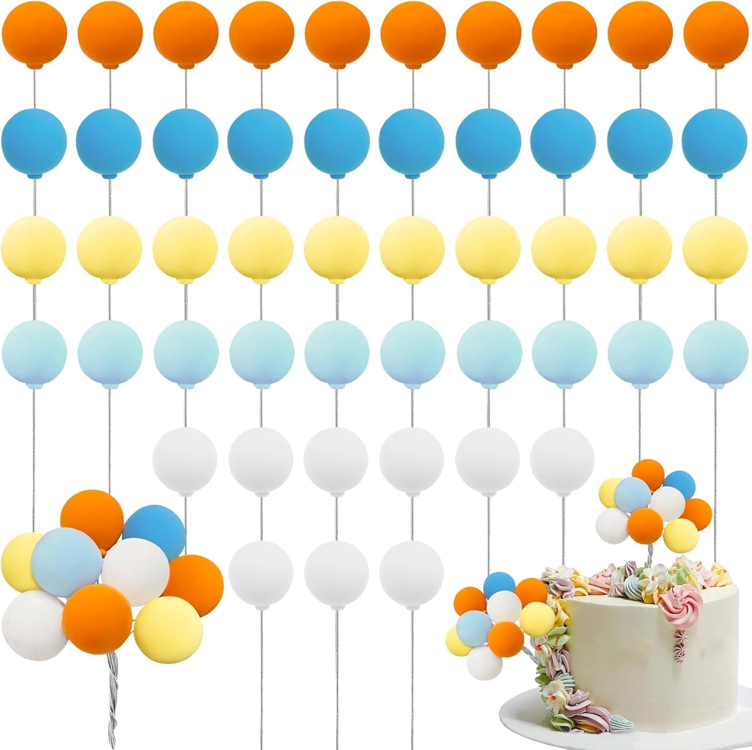 Tutuviw 40 Pcs Balloon Cake Topper Mini Balloons on a Stick Birthday ...