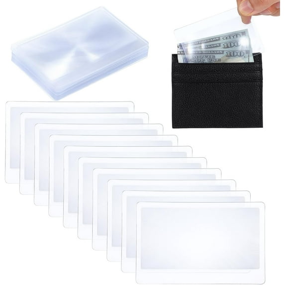 Tutuviw 40 Pcs Square Credit Card Magnifying Glasses 3.34 × 2.16 Inch Thin Pocket Fresnel Lens Handheld Card Reusable Magnifiers Plastic Magnify Lens Bookmark for Reading