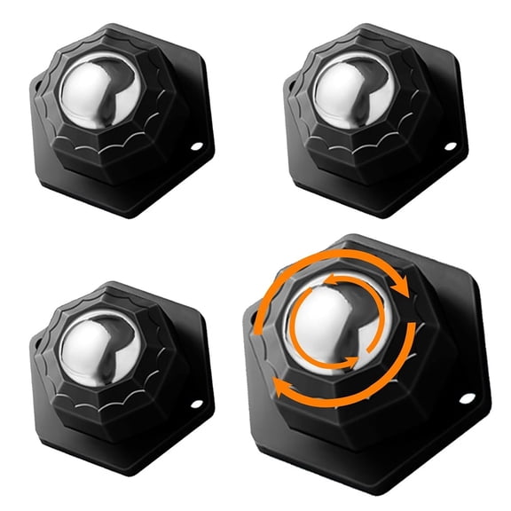 Tutuviw 4Pcs Black Large Load Capacity Ball Bearing Rollers 1Inch 360º Rotation Self-adhesive Furniture Universal Swivel No Drilling Silent for Small Appliance Storage Bins