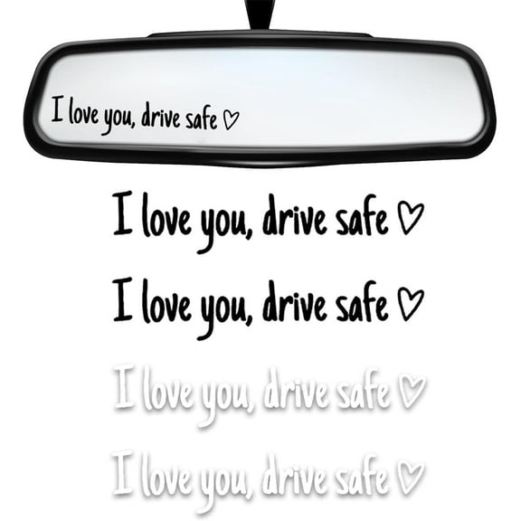 Tutuviw 4Pcs I Love You Drive Safe Mirror Sticker,Cute Car Rear Decal,Funny Car Accessories,Vinyl Tumbler Decal Sticker for Rearview Window Windshield Bumper,Driver Gifts(Black&White)
