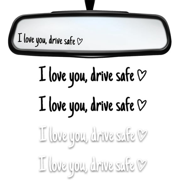 Tutuviw 4Pcs I Love You Drive Safe Mirror Sticker,Cute Car Rear Decal,Funny Car Accessories,Vinyl Tumbler Decal Sticker for Rearview Window Windshield Bumper,Driver Gifts(Black&White)