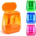 thumbnail image 1 of Tutuviw 4Pcs Pencil Sharpeners Dual Holes Handheld Pencil Sharpeners with Lid for Adults  Office Home Supply 4 Colors, 1 of 8