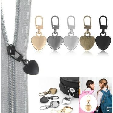 Tutuviw 5 Color Heart Shape Zipper Pull for Cloth Bag Backpack,Multifunctional Heart-shaped Metal Zipper Pulls Replacement Universal for Zipper Repair on Coats Luggage Suitcase
