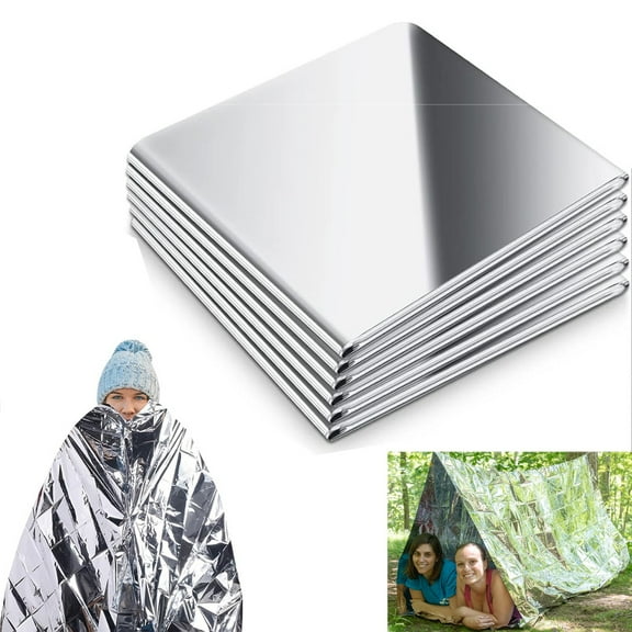 Tutuviw 5 Pack First Aid Rescue Blanket 82 x 51", Emergency Blankets for Survival Gear and Equipment, Body Warmer Blanket for Outdoor Space Camping Gear Hiking Travel (Thermal Silver)