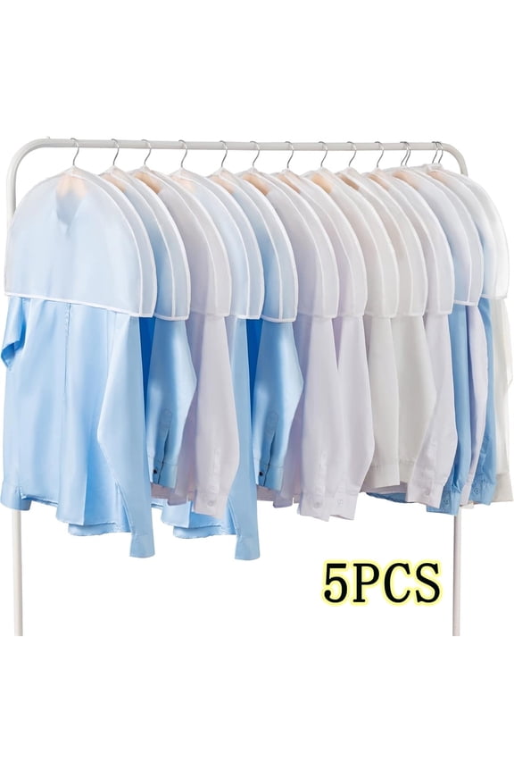 5 Pcs 10in Shoulder Covers Plastic Hanger Covers for Clothes,Gusseted Garment Shoulder Dust Cover,Breathable Clear Dust Covers with 2 in Gusset for Suit, Coat,Jackets,Blouses,Dress