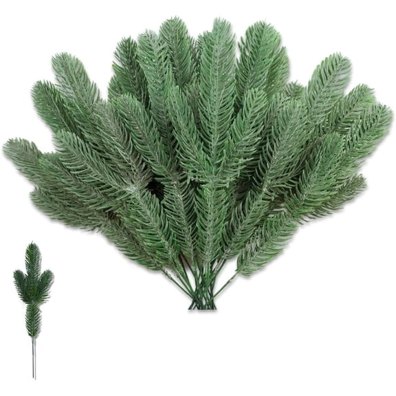Tutuviw 50 Packs Artificial Pine Needles Branches Garland 11.22" Fake Plants Pine Leaves Needle for DIY Wreath Christmas Thanksgiving Wedding and Home Garden Decoration