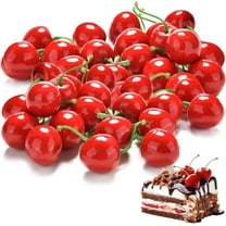 Tutuviw 50 Pcs Artificial Red Cherries,1in Simulation Cherry Model,Fake Fruit Decor,Lifelike Fruit Cherry Ornament,Home Party Decoration Desk Artificial Fruit Ornament for Photography Prop