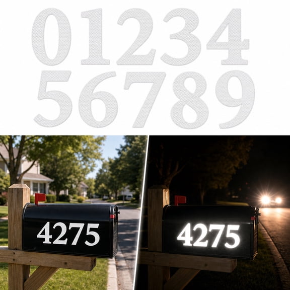 Tutuviw 50Pcs Reflective Mailbox Numbers Sticker, 3 inch Reflective Mailbox Numbers for Outside Sticker Modern Waterproof Numbers 0-9 Decal for House, Trash Cans - Self Adhesive Numbers