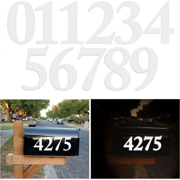 Tutuviw 50Pcs Reflective Mailbox Numbers Sticker, 3 inch Reflective Mailbox Numbers for Outside Sticker Modern Waterproof Numbers 0-9 Decal for House, Trash Cans - Self Adhesive Numbers