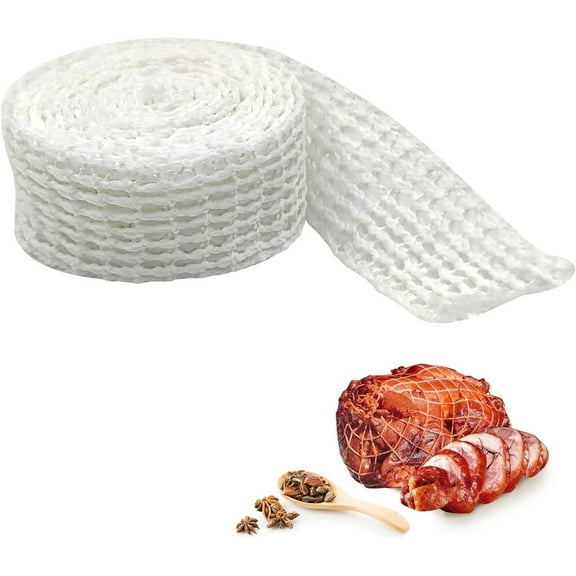 Tutuviw 5M Meat Netting Roll,18 Holes,Elastic Smoked Meat Poultry Ham Netting Meat Butcher Twine Net Roll Wrapping Net,Beef Netting Roll for Meat Cooking Meat Sausage Making