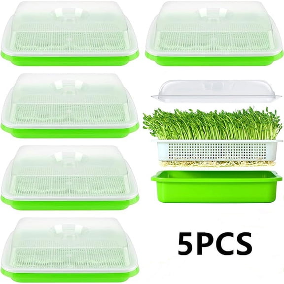 Tutuviw 5PCS Seed Sprouter Tray Seed Germination Trays with Lid Soilless Seeds Sprouter Double Tier Grow Trays