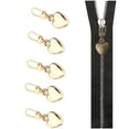 thumbnail image 1 of Tutuviw 5Pcs Detachable Heart Shape Zipper Pull,Zippers Pull Replacement,Zipper Pull Repair for Jackets,Metal Zipper Pulls Tabs for Purses,Heart Shape Zipper Hand Pull (Gold), 1 of 8