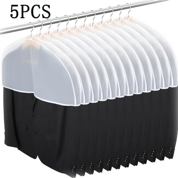 Tutuviw 5Pcs Shoulder Covers for Hanging Clothes,Breathable Clear Plastic Clothes Cover,Suit Shirt & Dress Gusseted Shoulder Covers,Clothes Protectors Cover for Hanging Coat,Jacket,Gown
