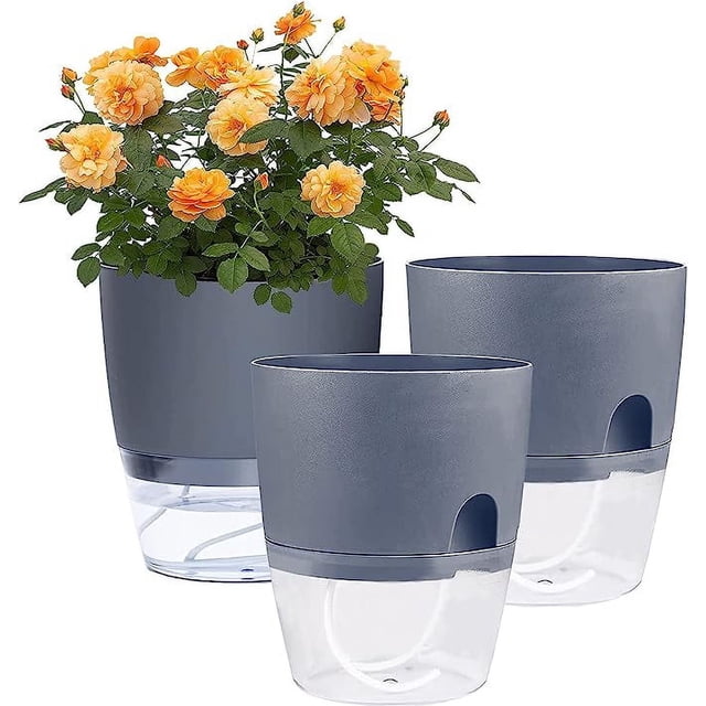 Tutuviw 6 Inch Self Watering Planter Pots for Indoor Plants, 3 Pack ...