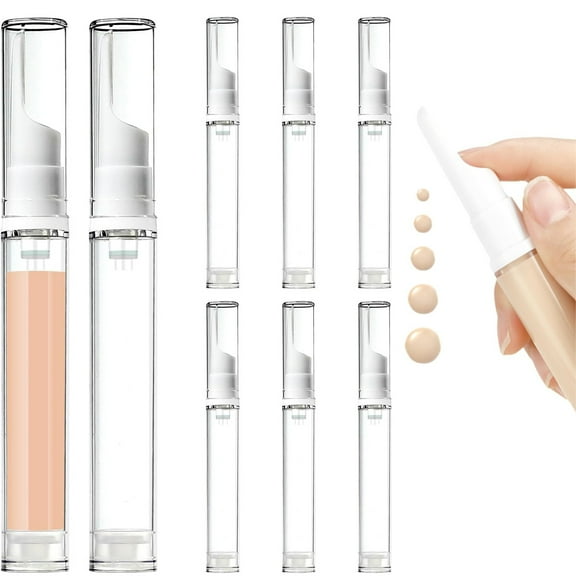 Tutuviw 6 Pcs Airless Pump Bottles, 5 ml Empty Vacuum Foundation Container, Reusable Plastic Eye Cream Bottle, Refillable Travel Size Makeup Containers for Lotion Serums Toner, Clear