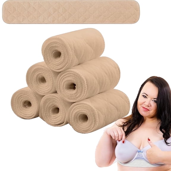 Tutuviw 6 Pcs Bra Liners for Sweat,18x3 Inch 3 Layer Rectangle Cotton Under Breasts Pads for Women Absorb Sweating,Washable Bra Liners to Absorb Sweat for Women Sweating Supplies(Nude)