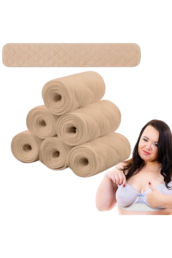 6 Pcs Bra Liners for Sweat,18x3 Inch 3 Layer Rectangle Cotton Under Breasts Pads for Women Absorb Sweating,Washable Bra Liners to Absorb Sweat for Women Sweating Supplies(Nude)