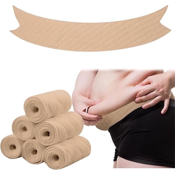 Tutuviw 6 Pcs Cotton Tummy Liners for Sweat Rash Plus Size Cotton Under Belly Sweat Liners Perspiration Absorber Pads Belly Band for Skin Rash,Women Sweating Supplies(27in Long, Skin Color)