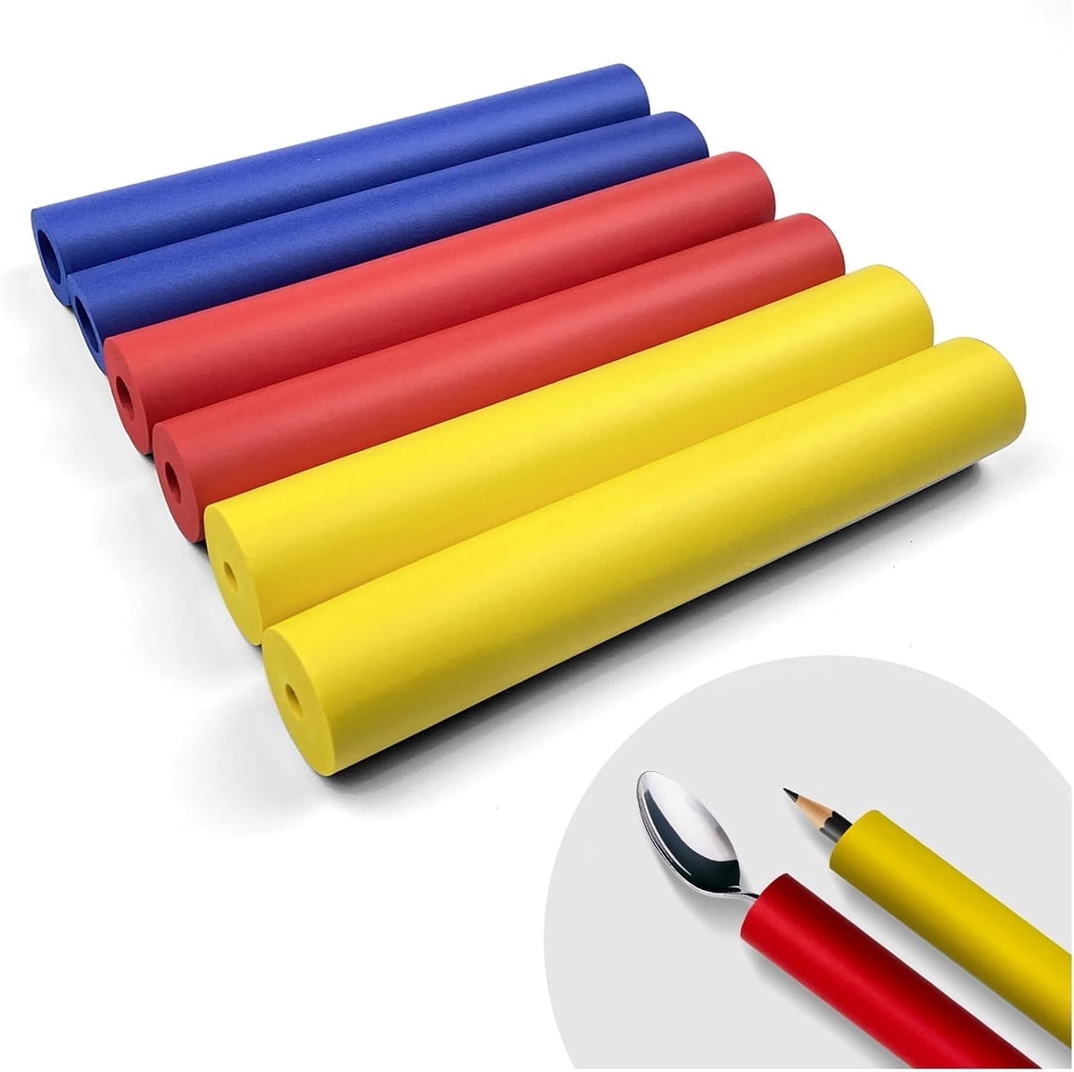 Tutuviw 6 Pcs Foam Grip Tubing for Utensils,8" Non Slip Foam Handles,Foam Tubing for Handle Grip for Pens & Tools,3 Sizes Adaptive Utensils Grip for Elderly/Handicapped/Dexterity(Cut to Length)
