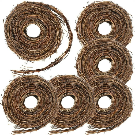 Tutuviw 6 Pcs Grapevine Wreath Natural Grape Vine Wreath Handmade Rattan Vine for Crafts DIY Twig Garland Rattan Hanging Vine Wreath for Wedding Christmas House Door Vase Wall Home Decor