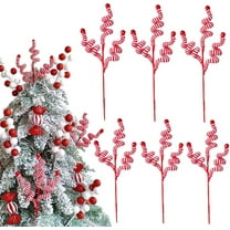 Tutuviw 6 Pcs Red White Christmas Woolen Bells Curly Pick Candy Picks Christmas Tree Ornaments Bell Shape Christmas Tree Picks for Xmas Party Supplies Anniversaries Home Decoration Vase Filler