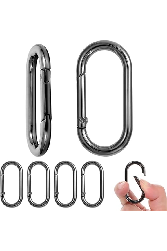 6 Pcs Spring Ring Clip for Purse, Strap Alloy Oval Snap Clip, Key Rings for Keychain, Round Buckle Key Hook Purse Strap Extender Clip for Keys, Handbag, Bag, Crafts, Black