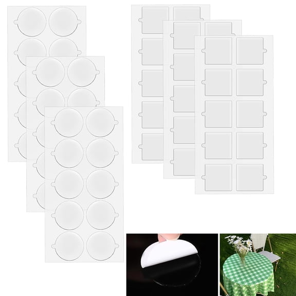 Tutuviw 60 Pcs Table Cloth Clips Clear Windproof Table Cloth Holder Clips, Double Sided Adhesive Wax Seal Sticker, Double Sided Tape for Walls, Table Cover Clip for Outdoor Picnic, Party Table