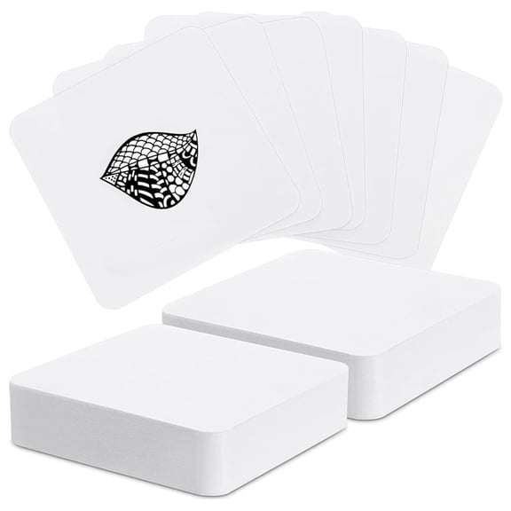 Tutuviw 60 Pcs White Paper Tiles for Zen Square Art, Artist's Tiles, Square Drawing Sheets Watercolor Paper Double-Sided for Calligraphers, Watercolor Artists, Notebooks(4.5" x 4.5")