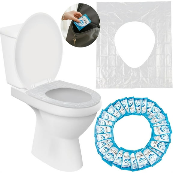 Tutuviw 60Pcs Individual Packaging Toilet Seat Cover,Disposable Plastic Toilet Seat Cover,Waterproof & Non Slip Toilet Seat Cover for Travel,Toilet Seat Protectors for Toddler Potty Training Adult