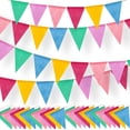 thumbnail image 1 of Tutuviw 60Pcs Pennant Banner Flags Garland Colorful Flags Triangle Flag Triangle Banner Pennant Flags on a String, Pastel Burlap Pennant Banner Garland Bunting Banner for Christmas Party Decorations, 1 of 7