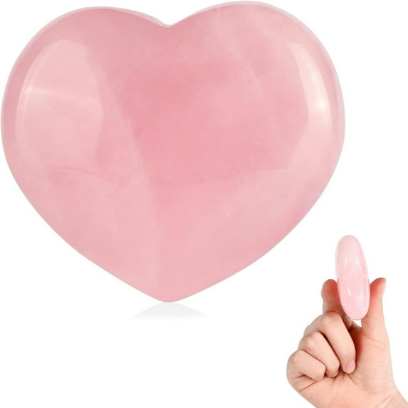 Tutuviw 60mm Natural Big Rose Quartz Heart Healing Crystal, Palm Polished Stone for Relieve Anxiety Stress Tool, Healing Stone, Energy Balancing Meditation Mother's Day Gift (Pink)