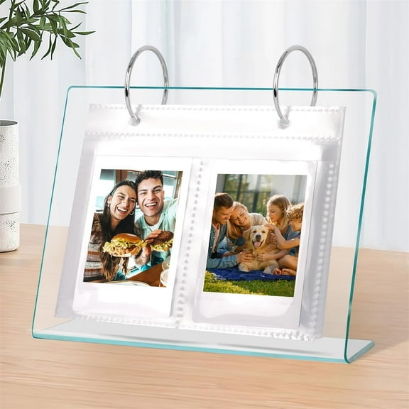 Tutuviw 68 Pockets Acrylic Photo Album Holds,Desktop Standing Photo Album,Tabletop Picture Display,Nail Art Decals organizing Album,Home/Office Desk Ornaments Flip Photo Frame 2x3" On Stand