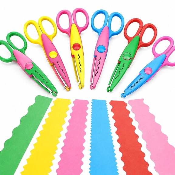 Tutuviw 6Pcs Craft Scissors With Decorative Edge Colorful Paper Edger Scissors Suitable For Cardboard Photos Office And Home Use