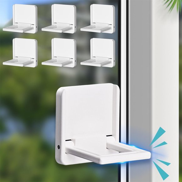 Tutuviw 6Pcs Sliding Glass Door Lock,Child Safety Slide Window Lock for Sliding Glass Door,Self-Adhesive Sliding Patio Door Lock for Pets,Slide Window Locks for Closet Doors,No Drilling Tools Needed