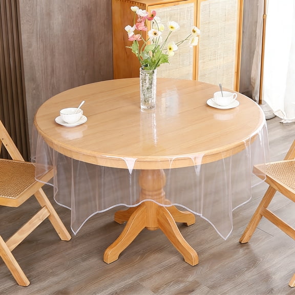 Tutuviw 70" Round Clear Plastic Tablecloth Protector, Waterproof Table Cover, Thick Non Slip Wipeable Circular Table Cloth r for Family Dining Table and Coffee Table Picnic
