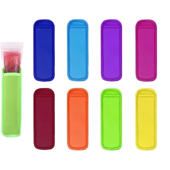 Tutuviw 8 Color Ice Pop Sleeves Popsicle Holders Bags Freeze Pop Holders Colorful Ice Sleeves Holder Bag Ice Pop Sleeves Antifreezing Sleeves Portable Wrapping Paper Child