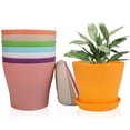 thumbnail image 1 of Tutuviw 8 Pcs 4 in Colorful  Plastic Flower Pots,Plastic Planters Assorted Flower Plant Pots,Garden Flower Pot Container with Trays,Nursery Transplanting Cutting Pots for Outdoor Indoor,Random Color, 1 of 7