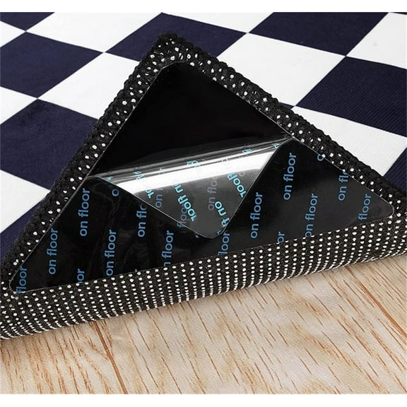 Tutuviw 8 Pcs Grippers for Rugs Black Triangle No Skid Rug Pad Gripper Double-Sided to Keep Area Rugs Flat