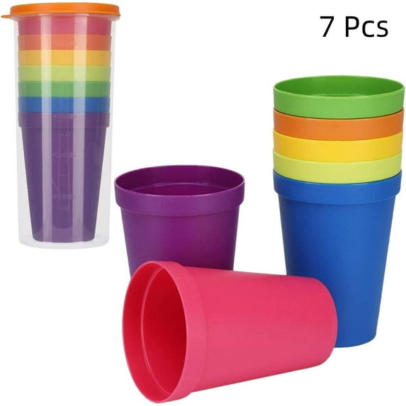 Tutuviw 8 Pcs Plastic Cups for Kids, Tutuviw Reusable Picnic Travel Trendy Funny Portable Rainbow Casual Simple Water Cup Party Kids Drink Tumbler
