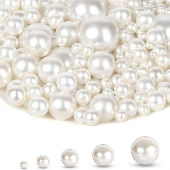Tutuviw 800Pcs Pearl Beads with Hole Mixed Size 4/6/8/10/12mm Beads Bulk Floating Pearl for Decoration Crafting Bracelet Necklace Earrings