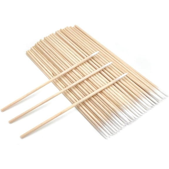 Tutuviw 800Pcs Pointed Cotton Swabs 4 Inch Disposable Cleaning Cotton Tipped Microblading Cotton Swab Wood Cotton Stick for Make up Tattoo Permanent Supplies Nail Seam