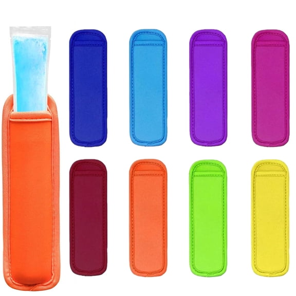 Tutuviw 8Pcs Ice Sleeves Popsicle Sleeves Popsicle Mold Bags Neoprene Insulator Sleeve Antifreezing Protective Cover Specialty Tools Ice Pop Molds for Kitchen and Dining(Colorful)