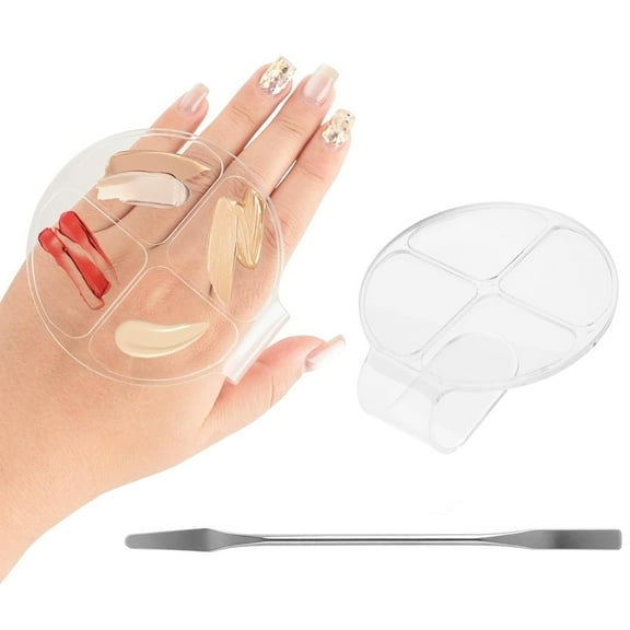 Tutuviw Acrylic Clear Makeup Mixing Palette, Makeup Hand Palette with Mixing Stick, Clear Foundation Mixing Tray, Eyeshadow Makeup Hand Palette, Nail Art Palette Makeup Artist Essentials