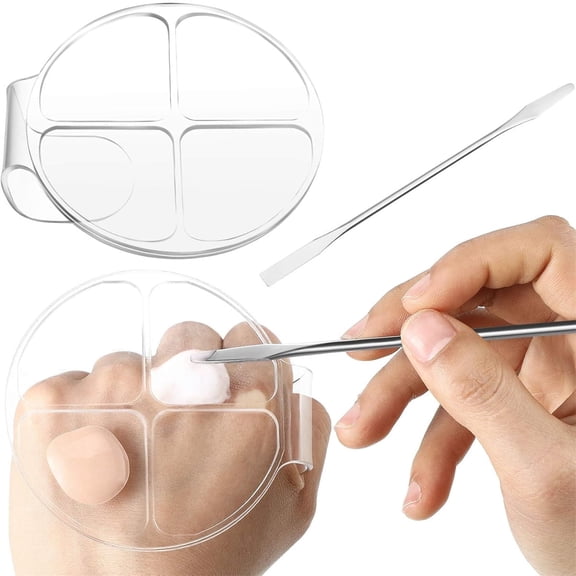 Tutuviw Acrylic Makeup Mixing Tray, Hand Makeup Mixing Palette with Spatula, Eyeshadow Makeup Hand Palette, Nail Art Transparent Palette, Cosmetic Foundation Dish for Mixing Foundation