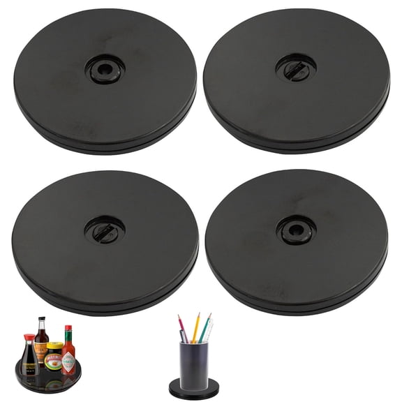 Tutuviw Acrylic Turntable Bearings Hardware,4 Pcs 4 in Revolving Display Base,Round Lazy Susan Turntable,Acrylic Smooth Swivel Plate for Kitchen Spice Rack,Cake Makeup Display Decorating (Black)