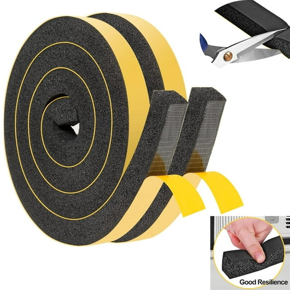 Tutuviw Air Conditioner Foam Strips with Adhesive,Seal Stripping Tape,Open Cell Foam Insulation Weather Stripping for Windows and Doors,High Resilience-Total 13Ft Long (Yellow, 1 Inch X 1 Inch)